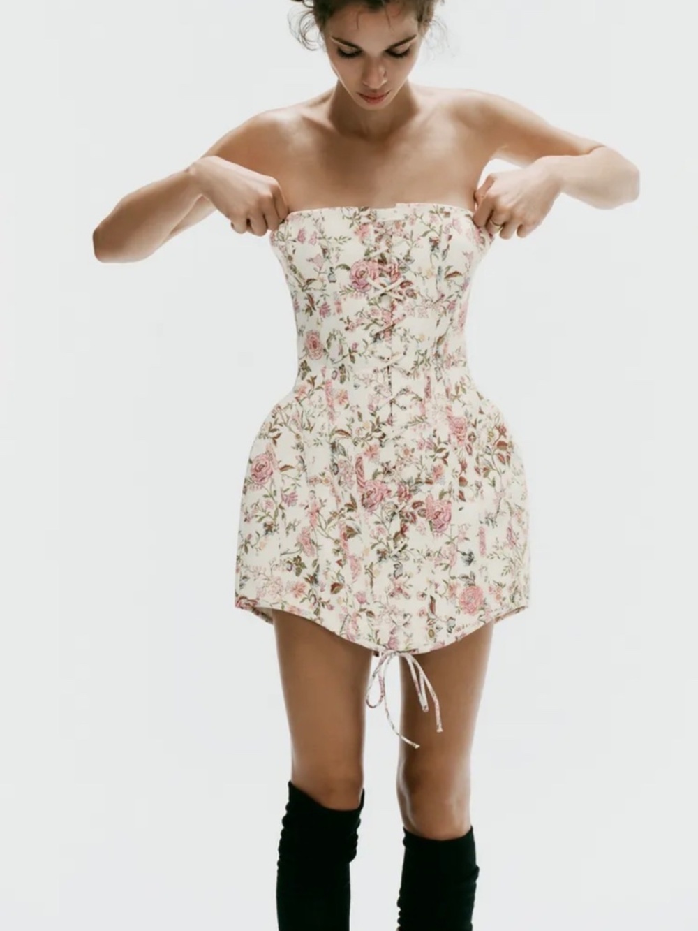 Zara Floral Corset Dress (M)